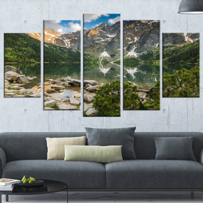 « coucher de soleil par-dessus montagnes », ensemble de 5 reproductions de photos sur toiles tendues