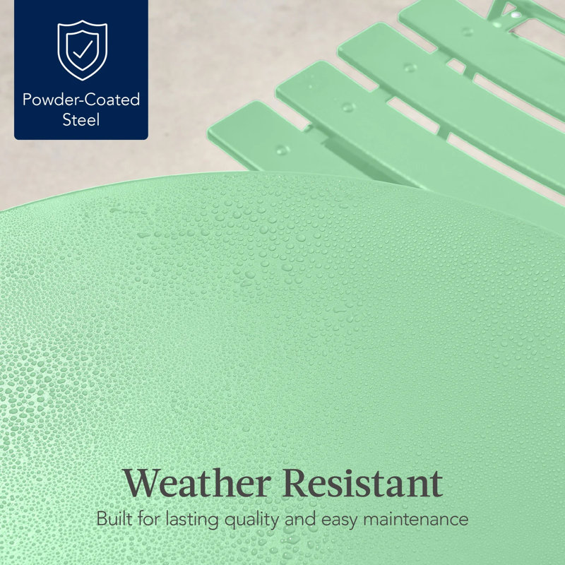Folding Patio Bistro Set, Mint Green