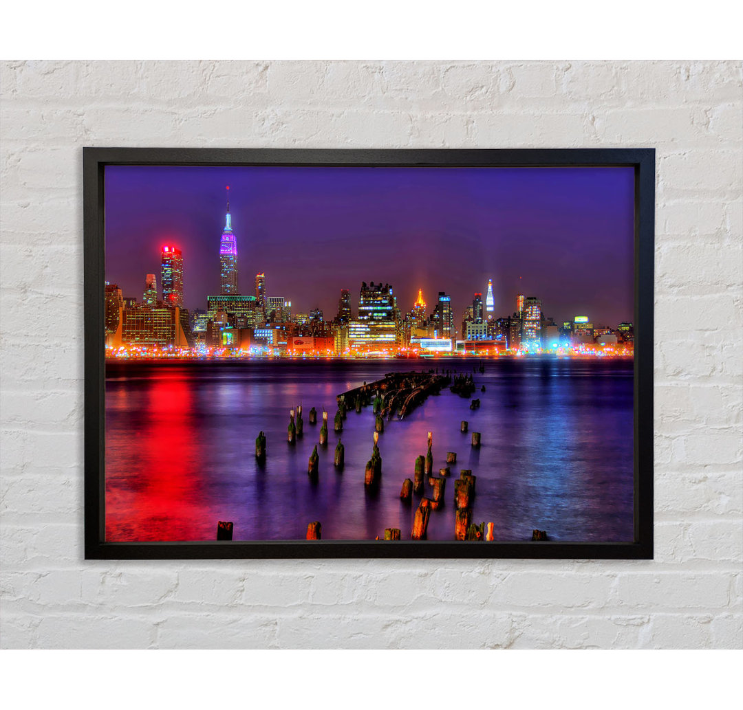 New York City Purple Sky Reflections - Einzelbildrahmen Kunstdrucke auf Leinwand