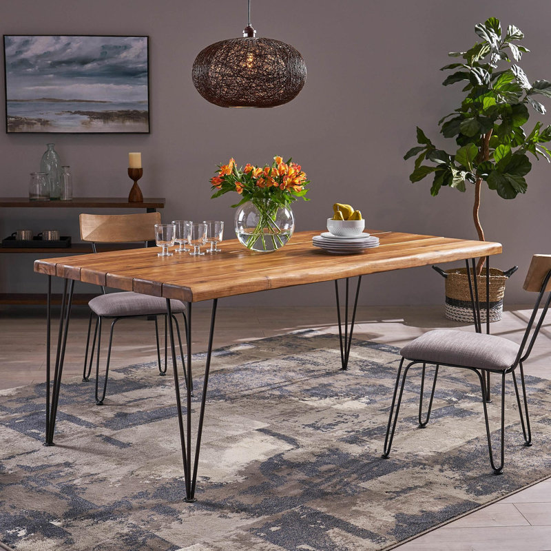 ZION INDUSTRIAL WOOD AND METAL RECTANGULAR DINING TABLE
