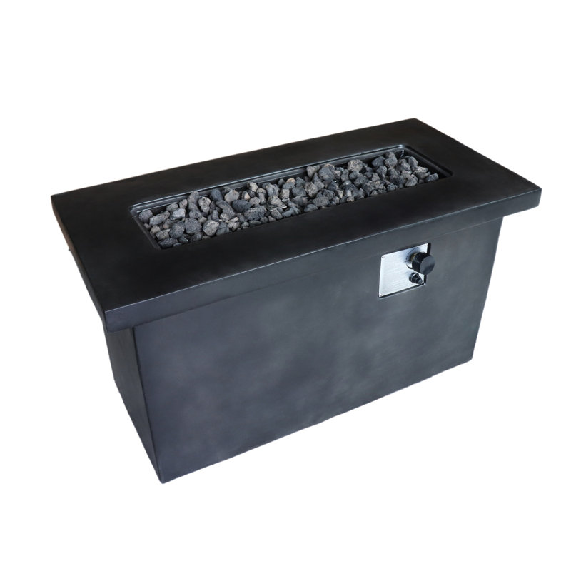 Concrete Fire Pit Table 24'' H, 50000 Output, Propane/natural Gas, , Charcoal Gray H Gas Fireplace, , Rustproof, Charcoal, Modern Look