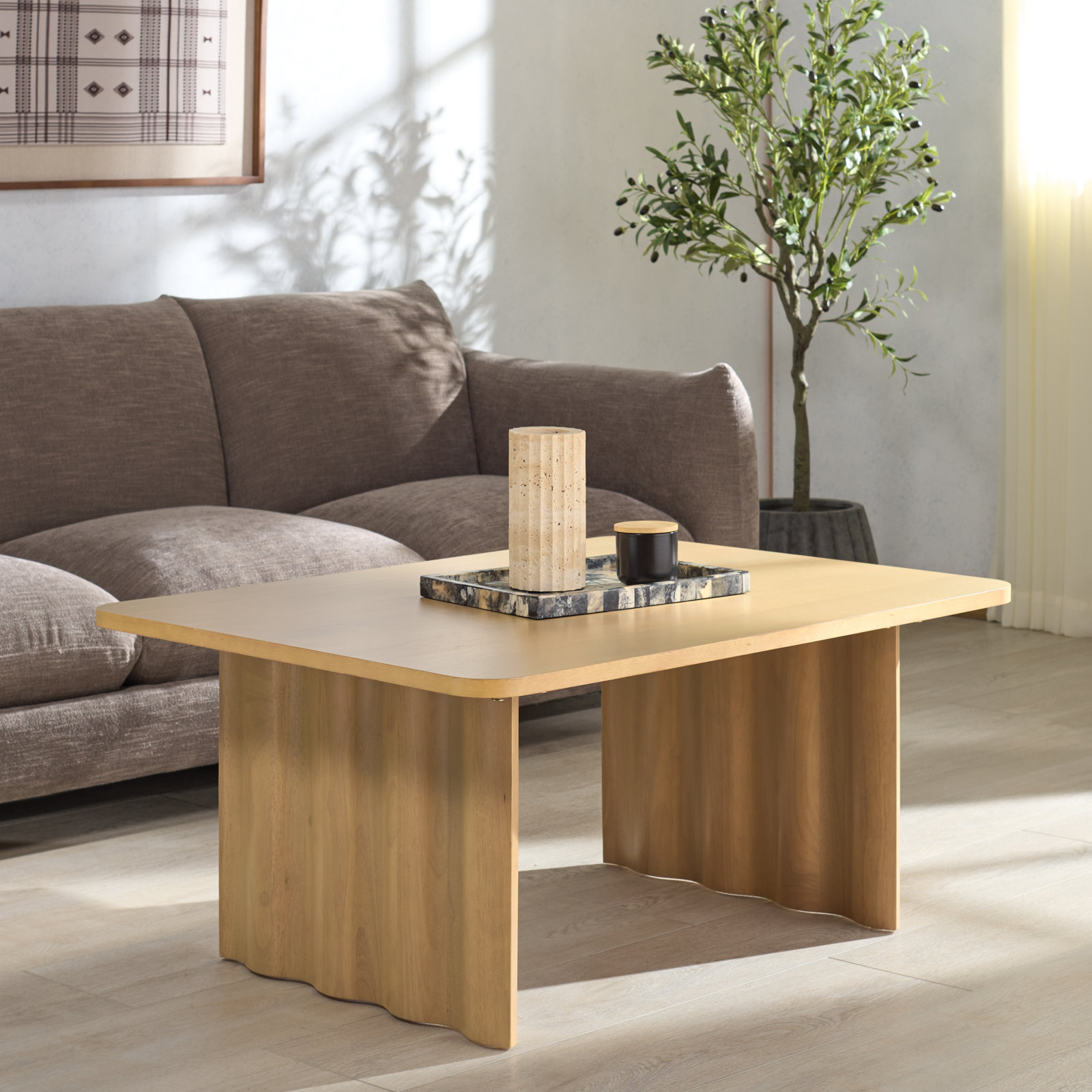 Vernetta Rectangle Wood Coffee Table, Natural