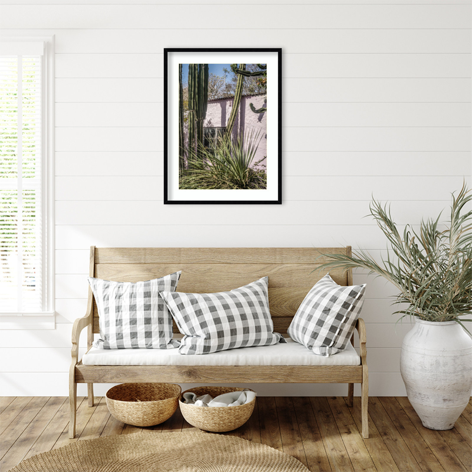 Daisey "Plants on Pink" Print, Black, 33" H x 25" W