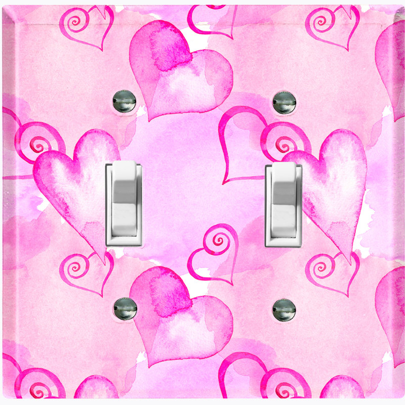 Plaque murale mignonne à 2 interrupteurs à bascule Bubble Gum Hearts
