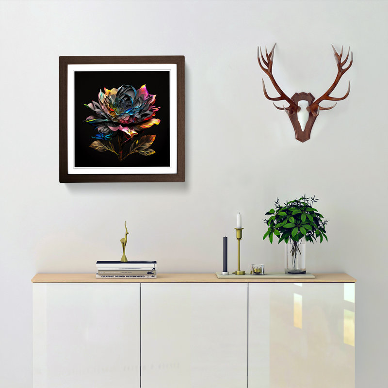 Prism Floral - Single Picture Frame Print on Wood, Walnut
