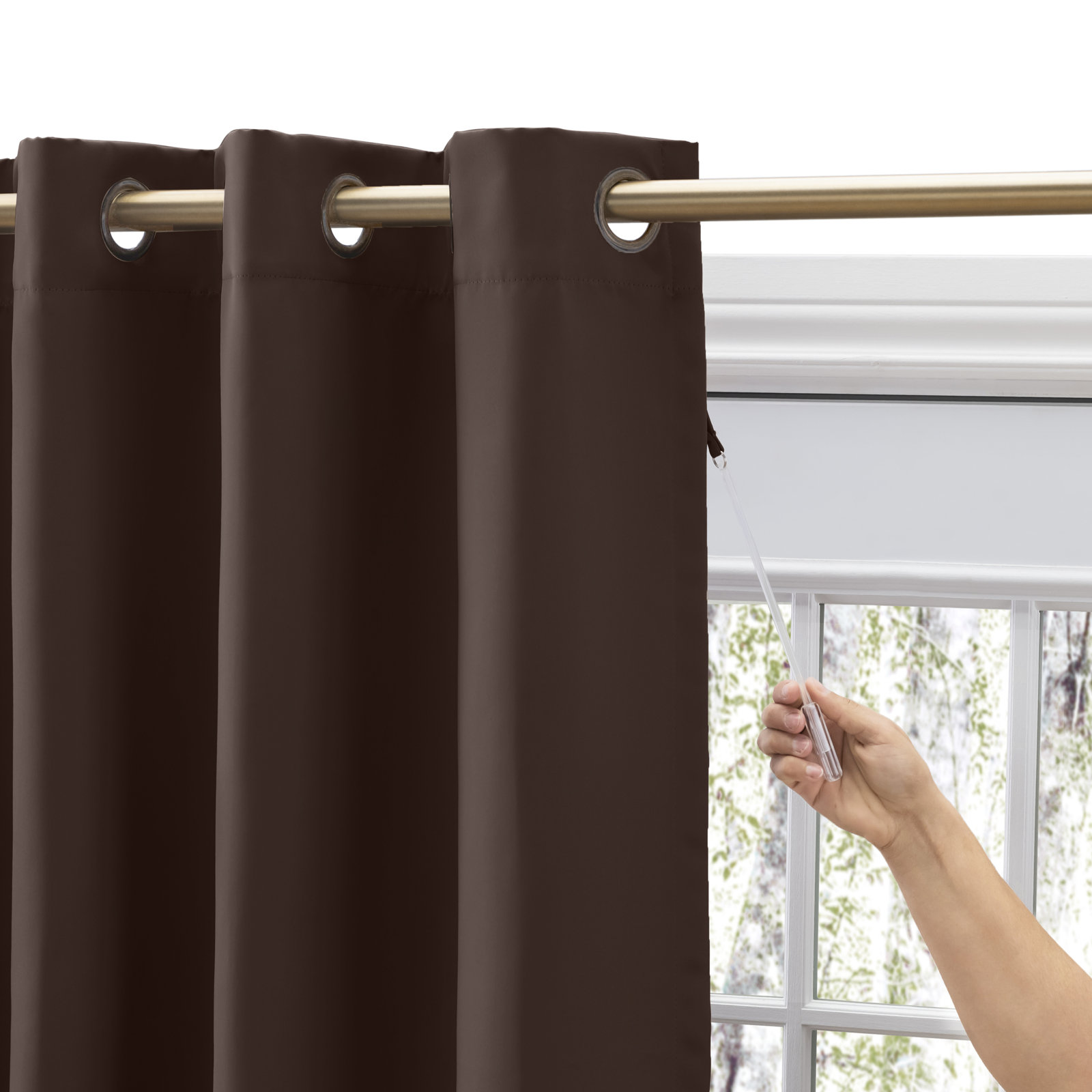 Ardelle Blackout Thermal Grommet Curtain Panel, 112" W x96" L, Espresso with Antique Bronze Grommets