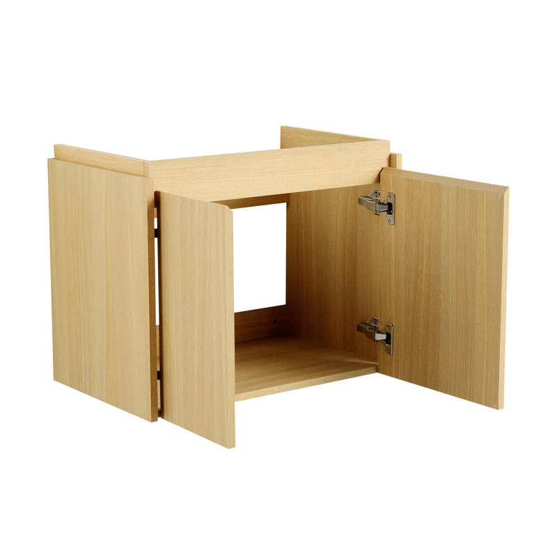 Meuble-lavabo de salle de bain avec lavabo en céramique, 2 portes à fermeture douce, meuble-lavabo autoportant, contreplaqué