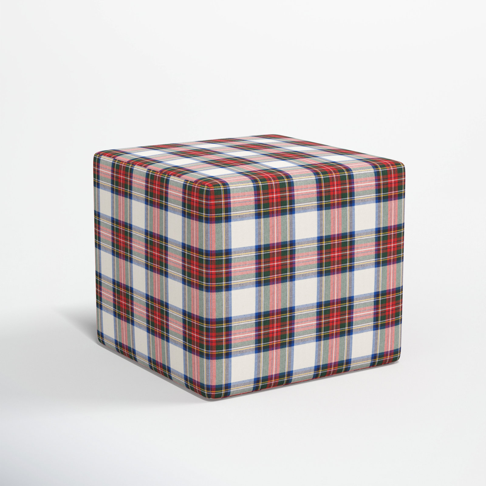 Era Upholstered Ottoman, Stewart Dress Multi