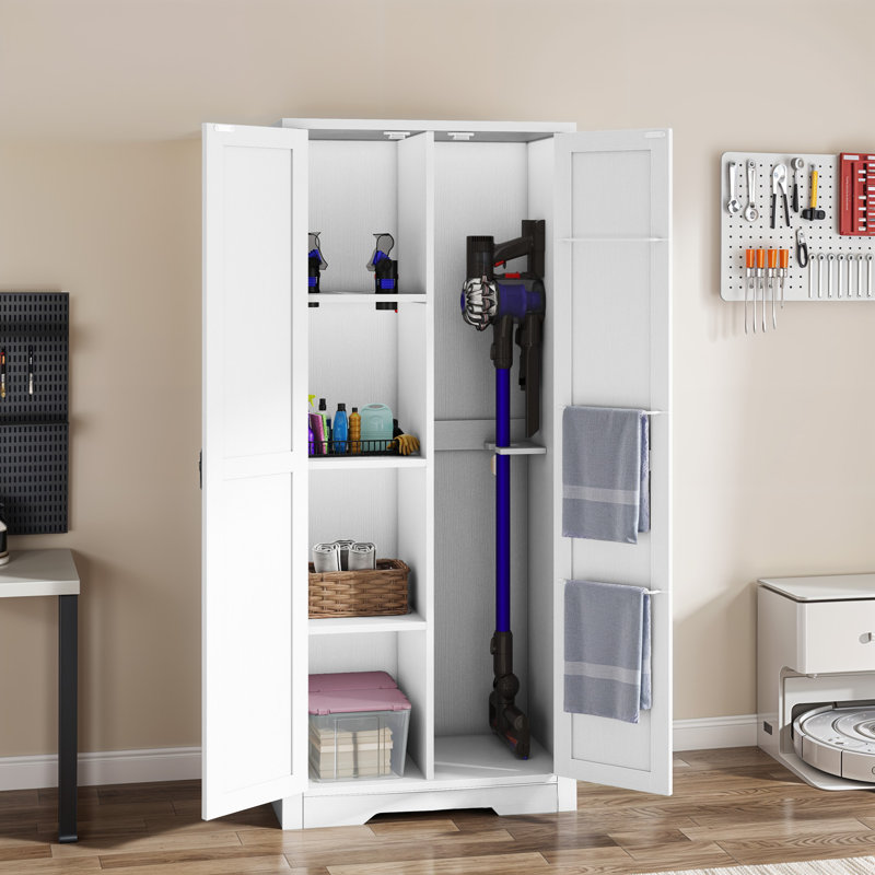 Armoire de rangement pour outils de rangement en bois 23,6 po, Blanc