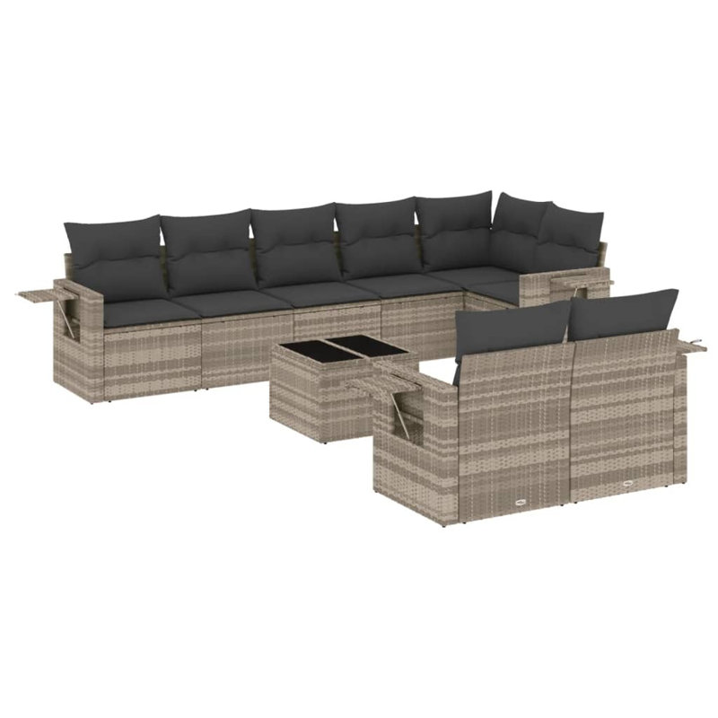  Ensemble de canapé de jardin gris clair, gris foncé