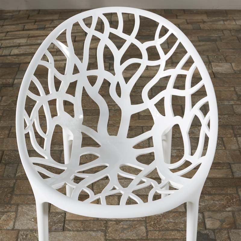 Chaise empilable pour ensemble à diner de patio Metrocles, Blanc lustré