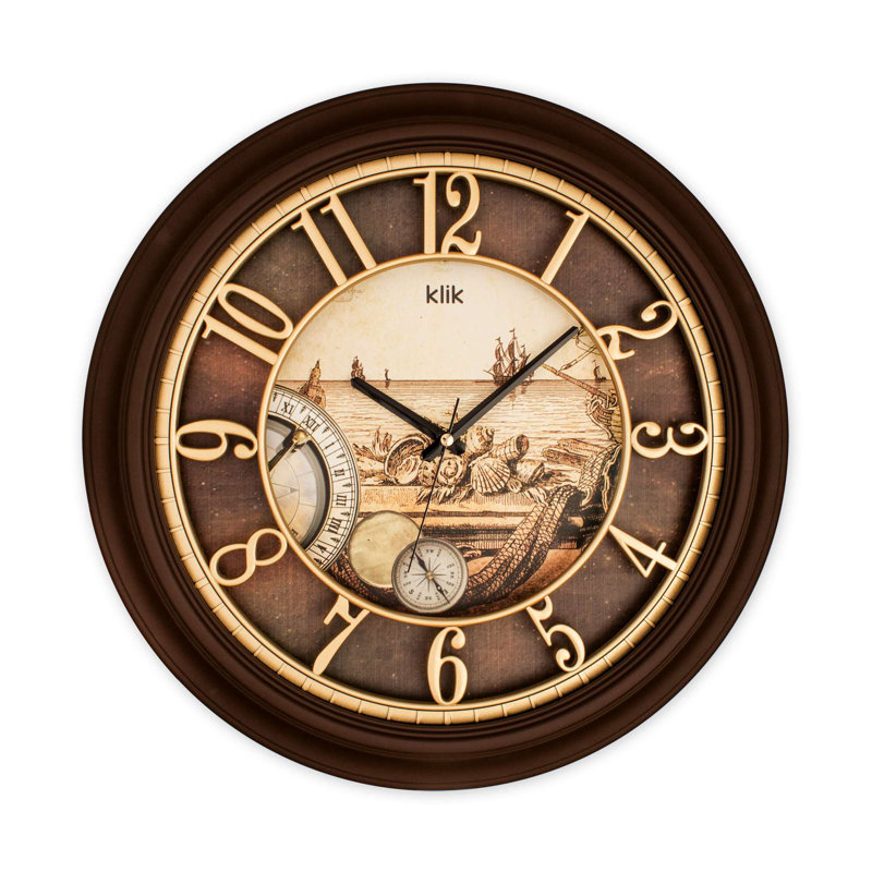 Elegant Decorative Wall Clock, Brown, 18.1 x 18.1 inches | Silent Sweep Movement | 90% Plastic / 10% Glass Material | Perfect for Living Room, Office, or Bedroom Decor | Stylish and Functional Timepiece