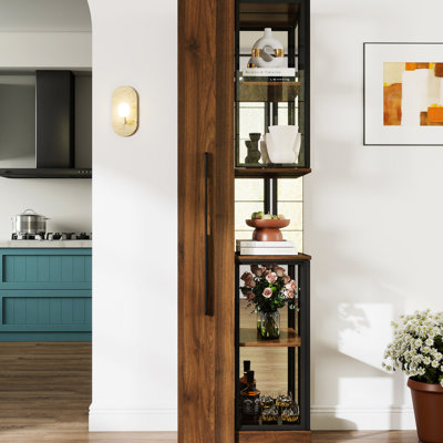 Vitrine 70 po avec portes et lumières en verre, 5 espaces de rangement polyvalents, convient aux espaces de salle à manger, fabrication 70 ， 5 ，，
