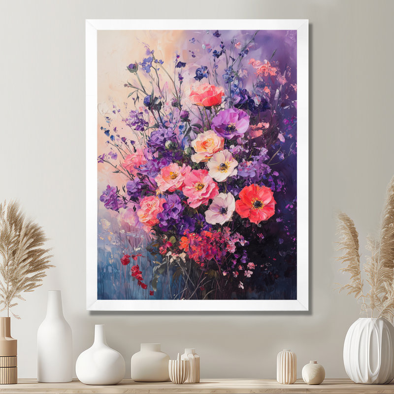 Sarita - art mural floral, H 20 po x l 12 po, Reproduction encadrée d'une seule photo, Blanc