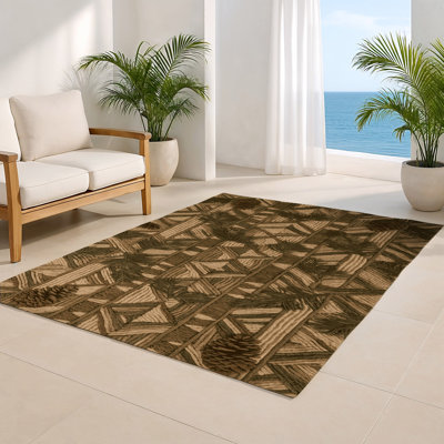Tapis d'intérieur et d'extérieur brun Botanical