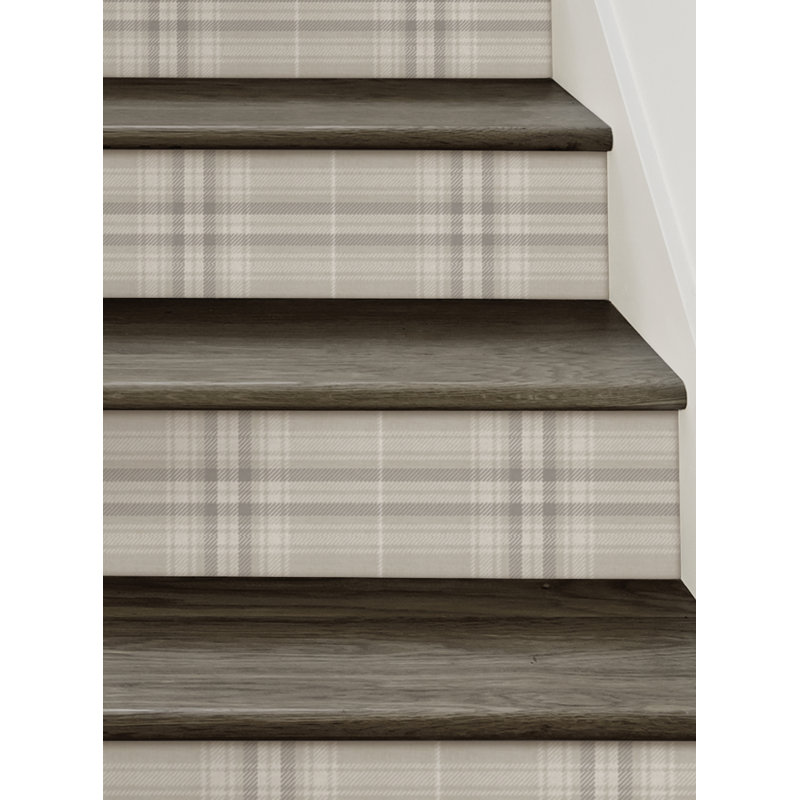 Élévateur d'escalier confortable en vinyle à carreaux pelez et collez, 6.5" H x 48" W, Beige gris