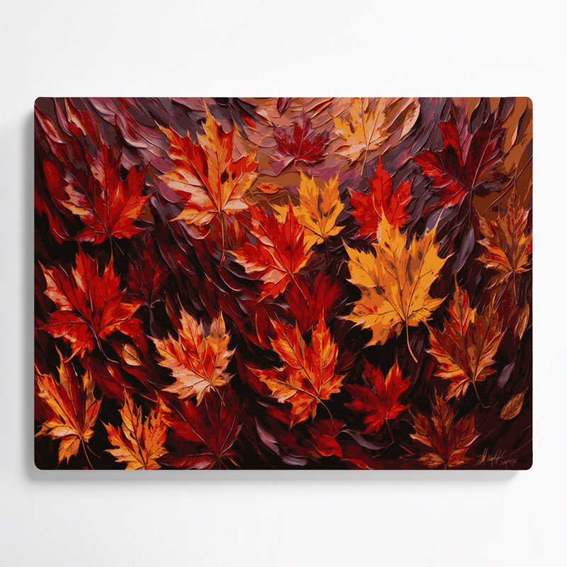 Botanical Maple Leaves Black Metal Wall Art, 144" H x 216" W x 0.05" D