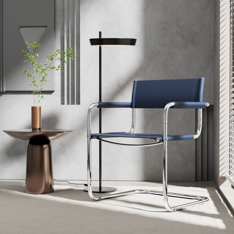 Chaise de bureau Fred en similicuir et acier inoxydable Fred, Bleu