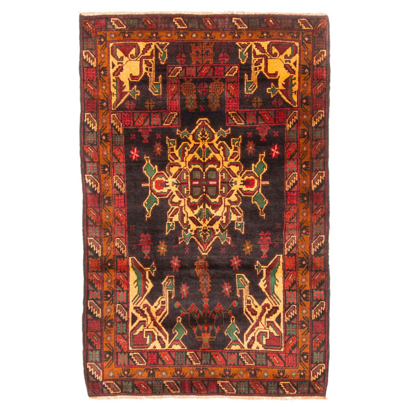 Tapis noir Teimani 2 pi 9 po x 4 pi 8 po