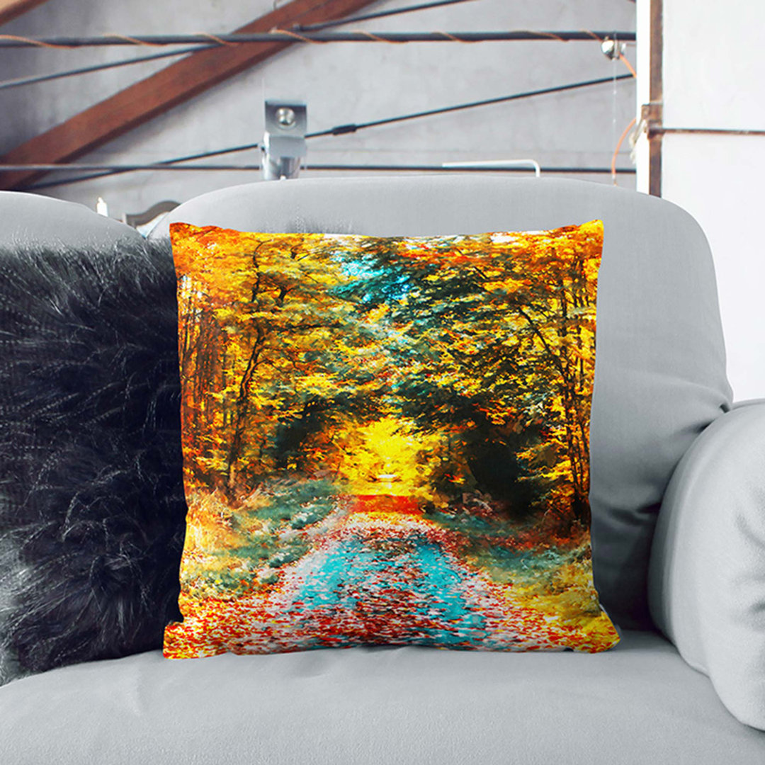 Endless Autumn Forest in Germany in Abstract Cushion with Filling