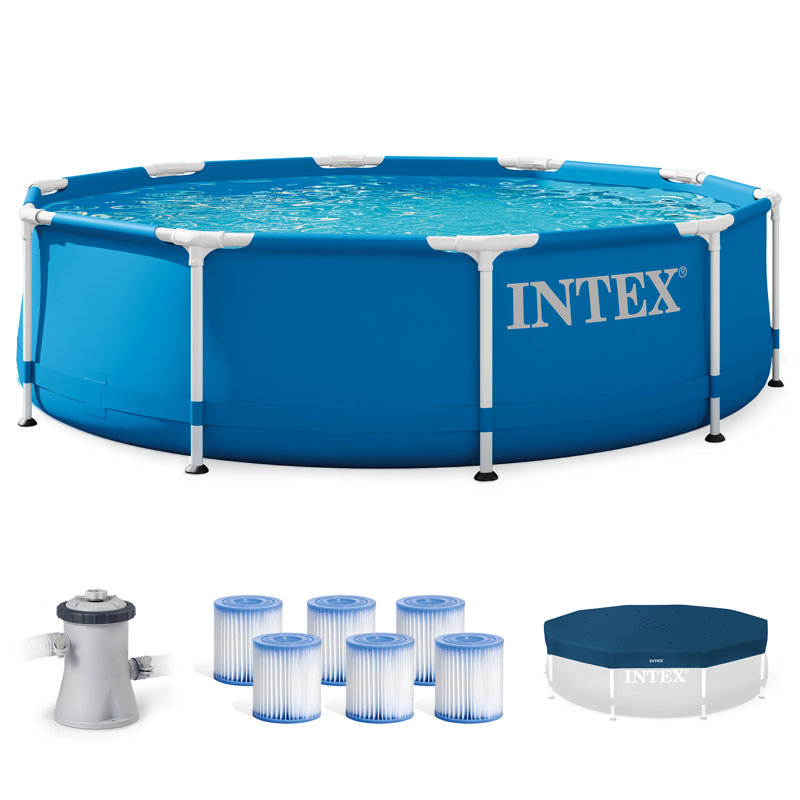Ensemble de piscine extérieure à structure en métal Intex avec couvercle et cartouche filtrante de type H (paquet de 6)