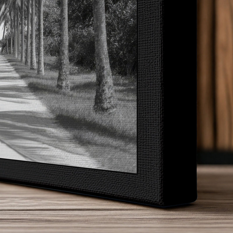 Palm Avenue Coastal - Wrapped Canvas, 18x12 - 45.7 x 30.5 cm, Black Border