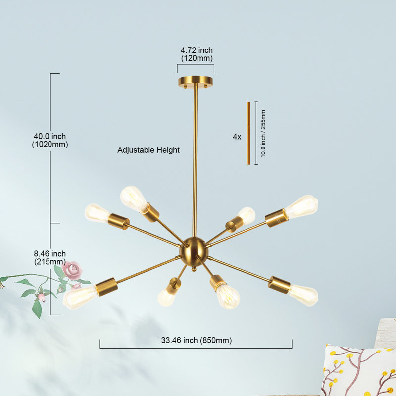 Lustre sphérique spoutnik 8 lumières à intensité variable Jalayha