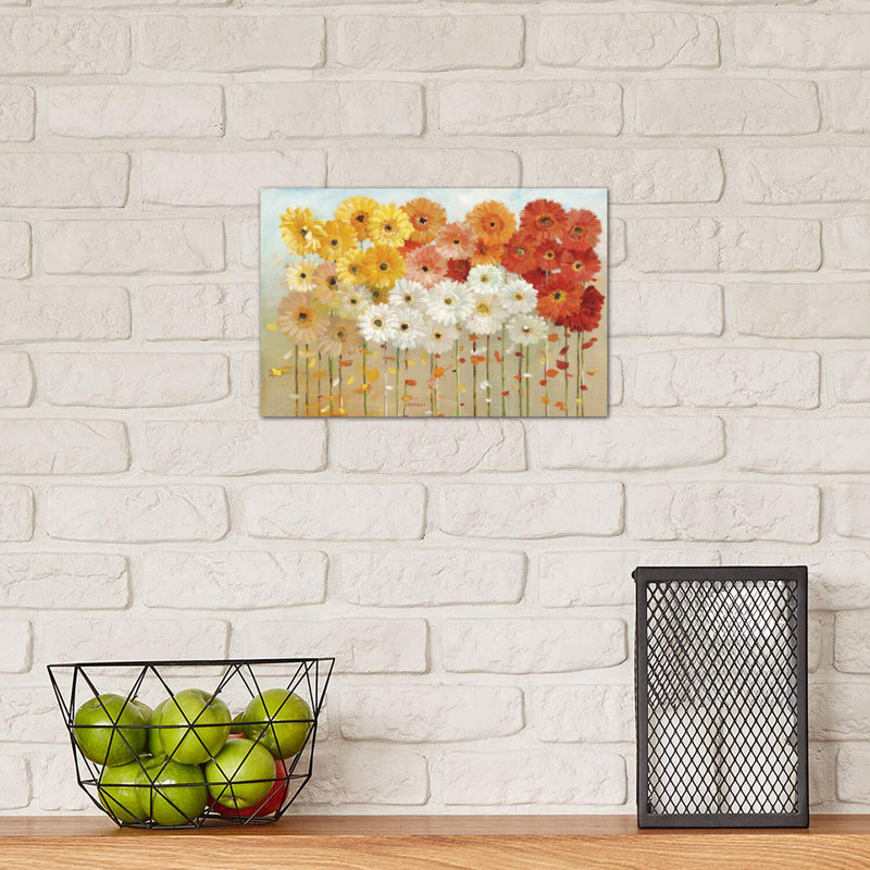 «Daisies Spring» par Danhui Nai - reproduction d'art, H 8 po x l 12 po x P 0,75 po, Toile tendue