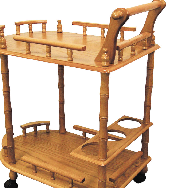29 po de haut 2 tables à vin avec finition en chêne, roues verrouillables pour une stabilité en bois et une belle finition