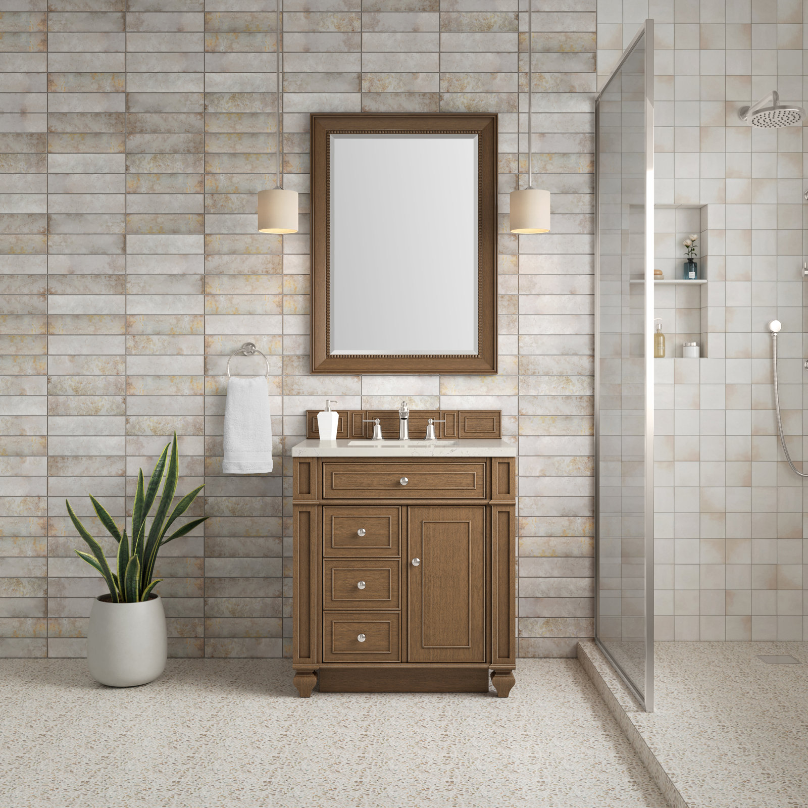 Calisto 30" Single Bathroom Vanity, Saddle Brown, Siberian, 8" Widespread
