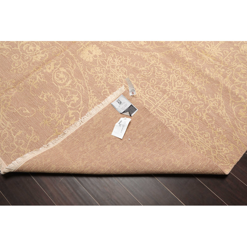 Tapis de la zone en laine 8 pi x 10 pi beige à la main one-of-kind noué la Rackers