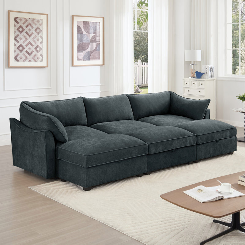 Canapé Comfort U, Gris chenille