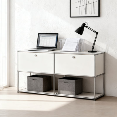Armoire de rangement moderne et modulaire en métal avec tablettes réglables, organisateur de bureau polyvalent avec portes à fermeture en douceur, armoire en acier robuste pour bureau à domicile, salon, entrée ou cuisine