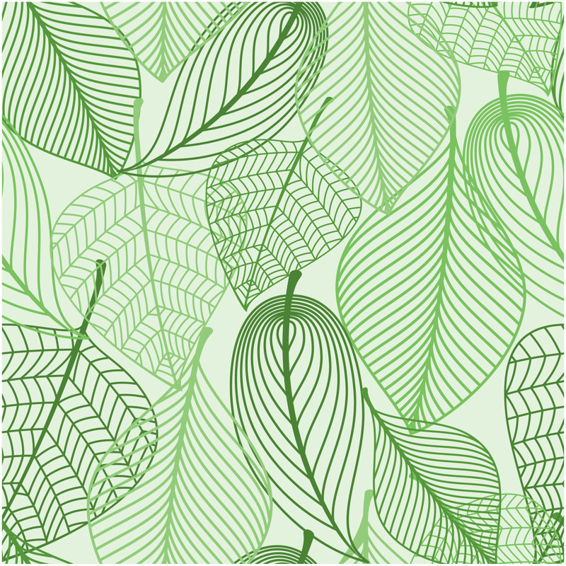 Green Leaves Seamless Pattern by Pattadis Walarput - Wrapped Canvas Print, 122cm H x 122cm W x 3.8cm D