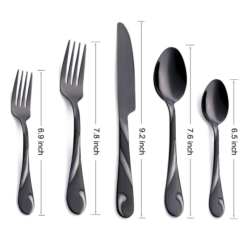 Piece Steel Wood Stainless Steel Hostess Set, Black