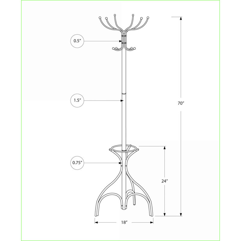 Hall Tree with Shoe Bench, Coat Rack &amp; Storage Shelves | Black | MDF + Metal