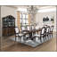 Table de salle à manger rectangulaire formelle 5 pièces avec rallonge de 18 pouces, finition brun café foncé riche, base à double piédestal en bois massif et chaises assorties-1498336323