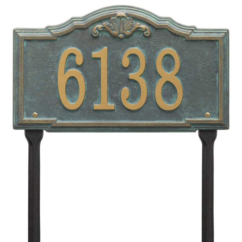 Gatewood Personalized Standard 1-Line Lawn Address Sign, Bronze/Verdigris, Yes