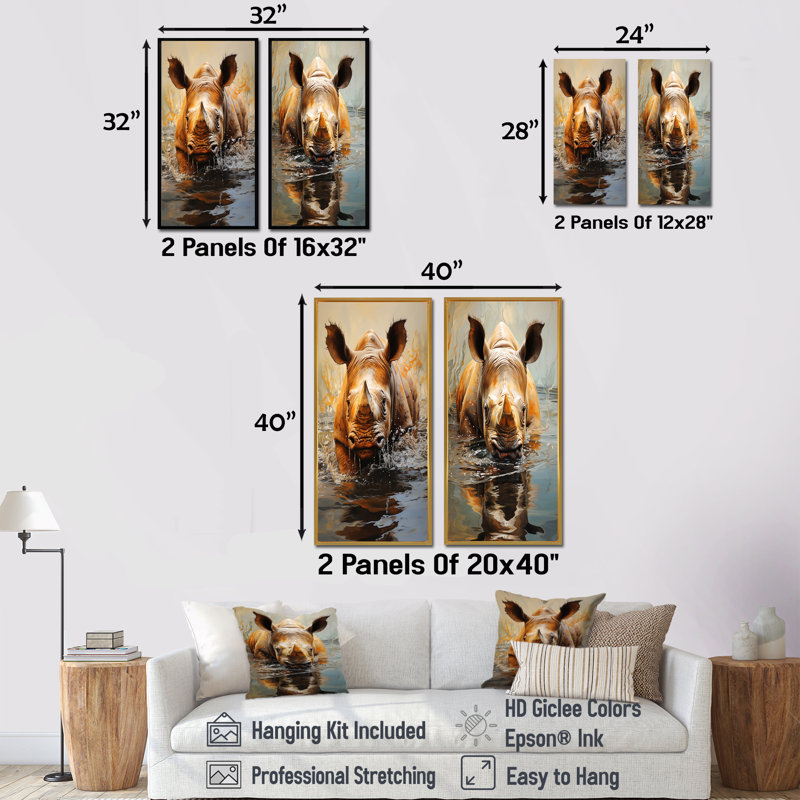 Ensemble de salon rhinocéros Rhino, H 28 po x l 25 po, Toile tendue