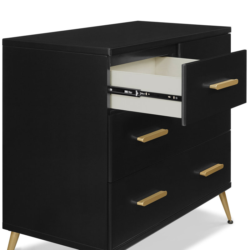 Commode 4 tiroirs avec plateau à langer Delta, Noir