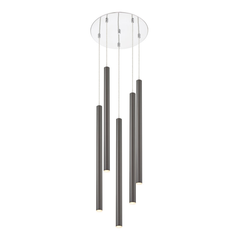 Bowning 5 - Light LED Cluster Pendant, Pearl Black