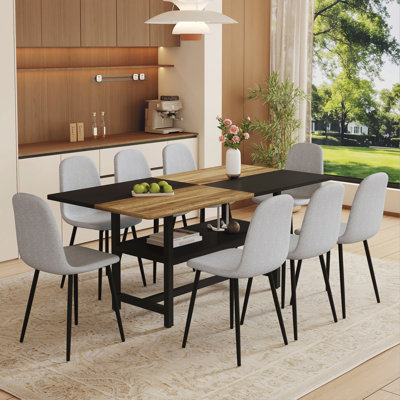 Table de salle à manger 71 * 35,4 pouces épissée avec rangement et chaise de salle à manger, simple et polyvalente