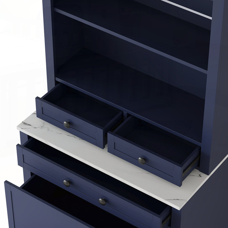 Garde-manger autoportant moderne avec tiroirs de rangement et tablette réglable