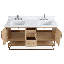 Meuble-lavabo sur pied moderne Lima en chêne clair de marque Tennant, 60 pouces, double lavabo, comptoir en quartz blanc, entièrement assemblé