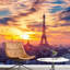 Vibrant coucher de soleil, Tour Eiffel, Paris, paysage urbain, photographie, bâtiments de la ville, papier peint, peintures murales-93997466