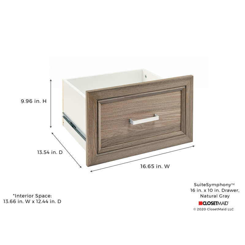 Tiroir l 16,65 po SuiteSymphony, H 9,96 po x l 16,65 po x P 13,62 po, Gris naturel