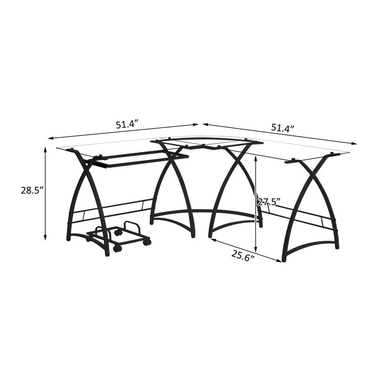 Demeray L-Shape Corner Computer Desk, Black