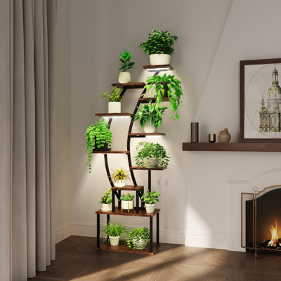 Support pour plante d'intérieur avec lumières de croissance, étagère à fleurs à 6 niveaux pour la maison et le salon