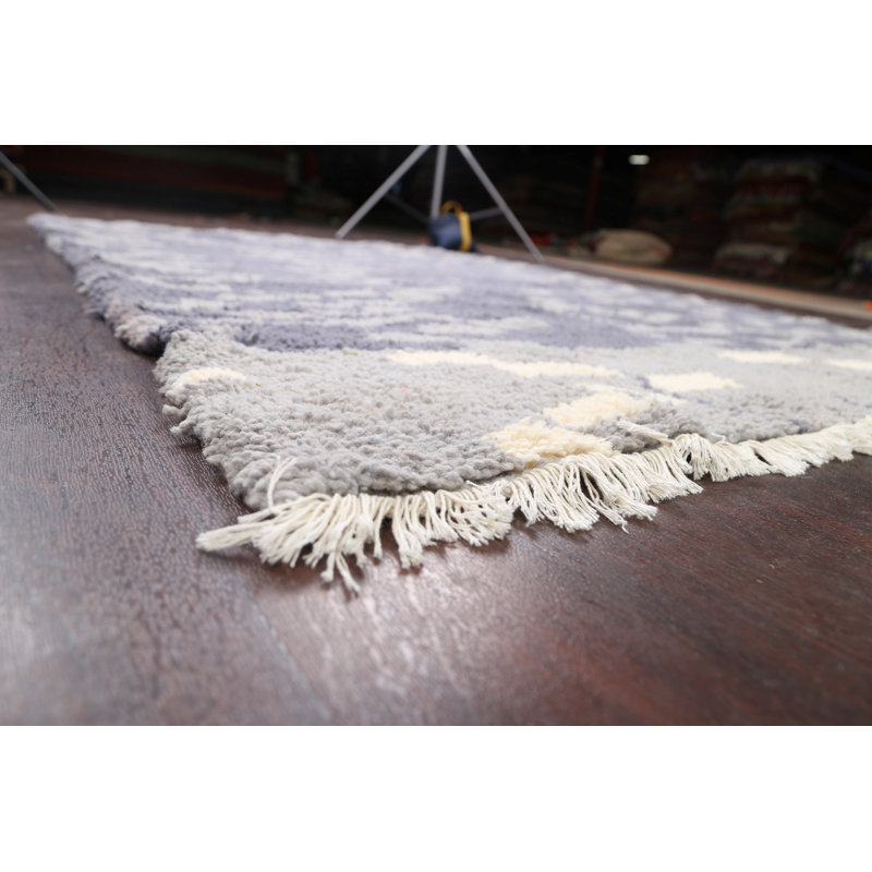 Tapis décoratif gris en laine noué à la main de conception unique noué à la main 1960 5 pi 2 po x 7 pi 1 po