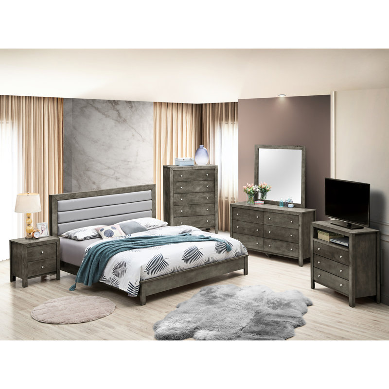 Robuste grand lit en gris, qui s'harmonise avec divers styles de lit gris moderne, axé sur la robustesse et le style